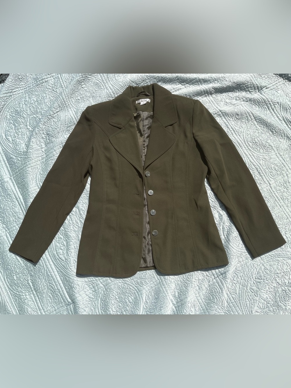 VINTAGE ECEG Women’s Olive Dark Green Tailored Blazer